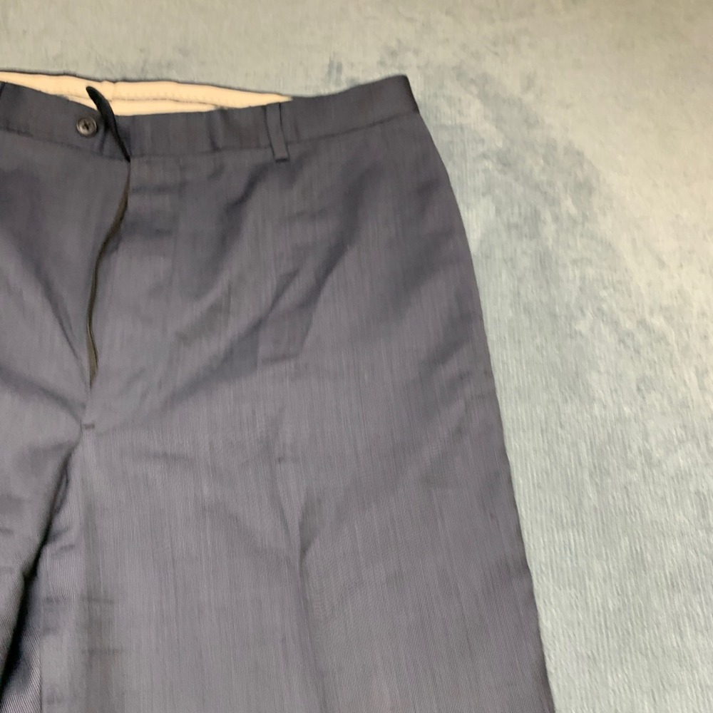 Mens Dress Pants 36 Gray Flat Front Business Formal Straight Leg Office Wear - Picture 4 of 14